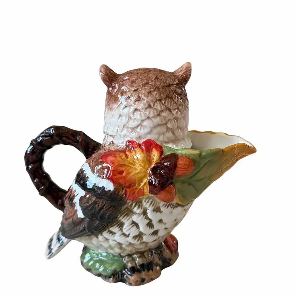 Heritage Harvest Owl Cream & Sugar Set Ceramic Fall Autumn Thanksgiving New